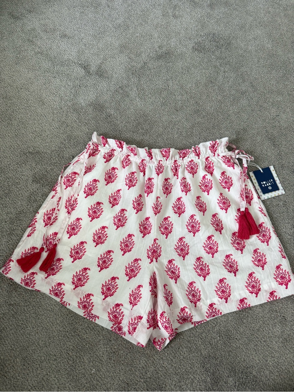 Roller Rabbit x Target White & Pink Side Tassel Drawstring Shorts